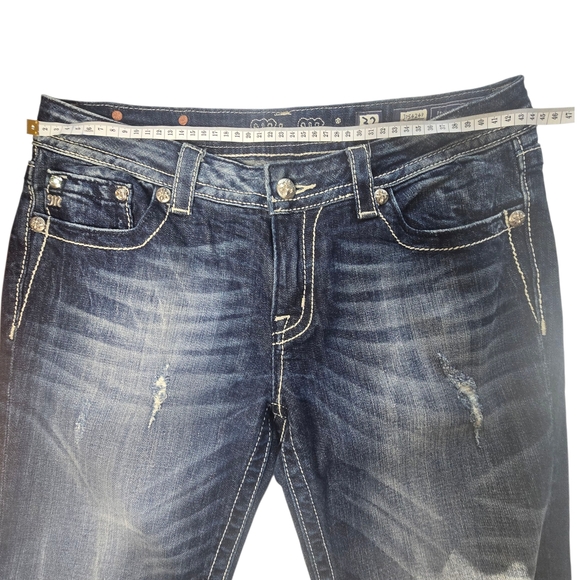 Miss Me Capri 32 JP5424P Denim Embellished Pockets Distressed - Great Condition - Picture 2 of 7